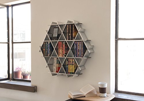 Modern Floating shelves, book shelf made of Cardboard, bookcase, wall shelf, Ruche shelving unit medium- chrome finish