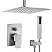 ESNBIA Ceiling Shower System Brushed Nickel Bathroom Shower Faucet Set with 12 Inch Rain Shower Head and Handheld Shower- Shower Combo Set with Shower Valve