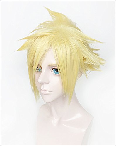 Cfalaicos Final Fantasy VII 7 Cloud Strife Short Golden Blonde Cosplay Hair Wig Halloween - Image 3