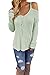 Dokotoo Womens Cold Shoulder Loose Knitted Sweater Top Blouse Medium Green