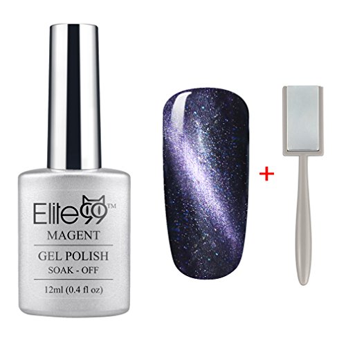 Elite99 Magnetic 3D Cat Eye Gel Polish Soak Off UV LED Nail Art Free Magnet 6595 Shimmer Grey-purple