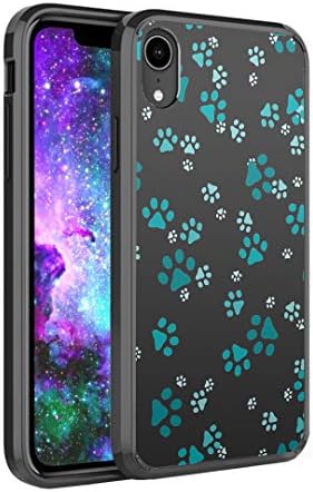Capsule Case Compatible with iPhone XR [Hybrid Slim Back Shield Fused TPU Edge Bumper Case Black] for iPhone XR 2018 - (Paw Print Green)