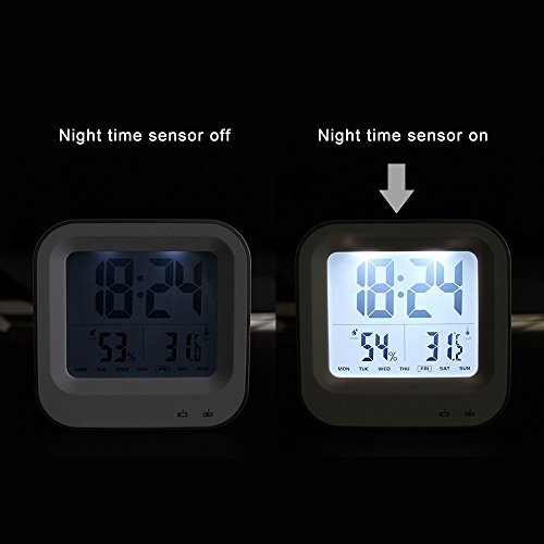 Bedroom 3 in1 Multifunction Alarm Clock, Rechargeable Alarm Clock with 12h or 24h/Temperature(C/F)/Humidity/Week Display, Snooze/Smart Nightlight Function (9909-Blue)