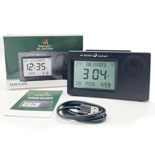 Achas Athan Table Clock Azan Clock Prayer Alarm Table Clock Desk Digital Clock Prayer Digital Alarm With Worldwide Times And Backligh Black