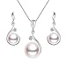 EVER FAITH 925 Sterling Silver CZ AAA Freshwater Cultured Pearl Elegant Necklace Earrings Set Clear