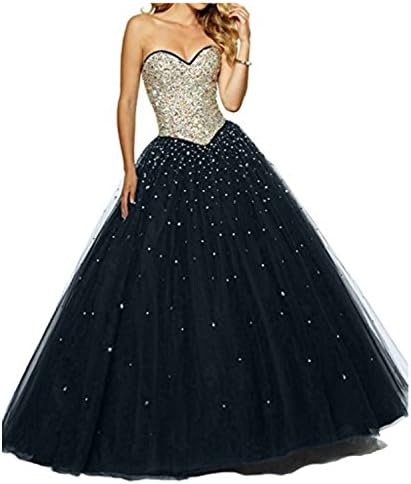 Macria Strapless Beaded Luxury Crystal Quinceanera Ball Gown Dress Size 4 Navy