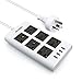 Maximm Surge Protector Flat Power Strip 6 Universal Outlets with 4 USB Ports, Desktop Charging Station, 4000W/10-16A Multiplug (6.5ft, White) w/Australia (Type I) Plug