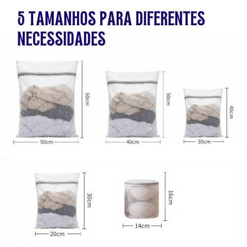 Kit 10 Sacos para Lavar Roupas Delicadas na Máquina, Reutilizável com Zíper Reforçado Proteção Total Contra Danos e Desgaste Ideal para Roupas Delicadas