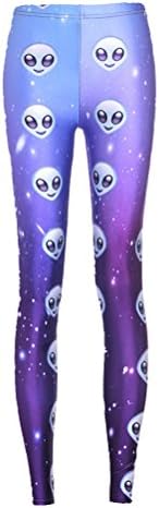 Takra Gold Crazy Sale Polainas Alien Digital Print Slim White Sports Jeggings (XXXL)
