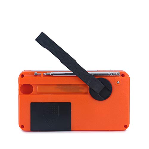 Portable Emergency Solar Weather Radio Hand Crank Self Powered Earthquake AM/FM/NOAA Radios, LED Flashlight, SOS Alarm, Reading Lamp and 1000mAh Power Bank for Emergency Indoor Outdoor (Orange&Black)
