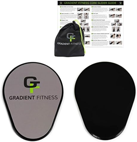 Gradient Fitness Core Sliders, 1 Pair of Ergonomic Pear-shaped Gliding Discs, Dual Sided Sliding Plate for Carpets or Hardwoods, Includes Free Storage Bag and Exercise Program