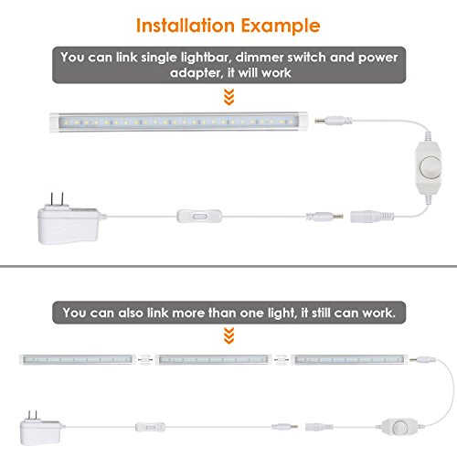 Albrillo Under Cabinet LED Lighting, Dimmable Under Counter Kitchen Lighting, 12W 900lm, soft White 3000K, Pack of 3 - Thumbnail 6