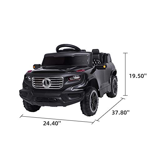 VALUE BOX Electric Remote Control Truck, Kids Toddler Ride On Cars 6V Battery Motorized Vehicles Children's Best Toy Car Safe with 3 Speeds, Music, seat Belts, LED Lights and Realistic Horns (Black) - Thumbnail 4