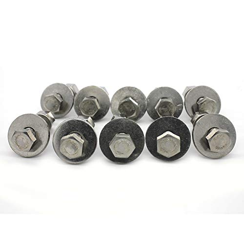 (10 Sets) 1/4-20x1-1/4" Stainless Steel Hex Head Screws Bolts, Nuts, Flat & Lock Washers, 18-8 (304) S/S, Fully Threaded by Bolt Fullerkreg