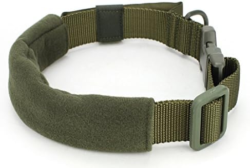 Dog Collar Heavy Duty Nylon Webbing with Padded Control Handle for Small Medium and larger dog onTraining Hiking Walking and Hunting (Green)