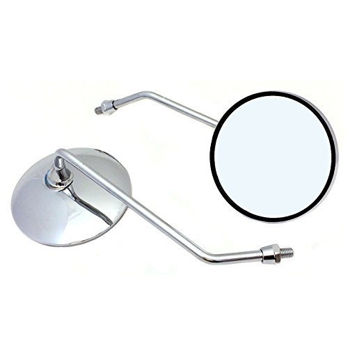 Universal Fit Adjustable Mirror Set - 8mm RH/RH Thread - CHROME Round Shape - Motorcycle Scooter (0514)