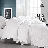 Balichun Premium Down Comforter Queen- Solid White - Soft 1500 Thread Count Cotton Shell - 750 Fill Power - Down Duvet Insert with Tabs (White, Queen)