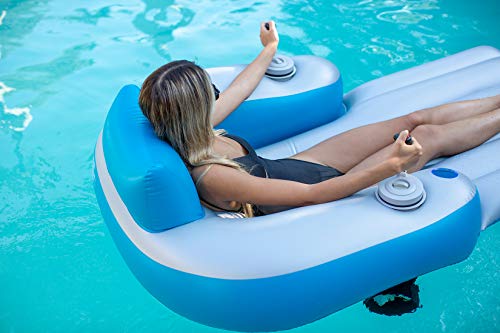 Poolcandy Splash Runner 2.0 Motorized Pool Lounger - Deluxe Inflatable Swimming Pool Float -Now Faster with 3-Blade Propeller and Battery-Powered Motor. Great for use in Pool or Lake. - Thumbnail 2
