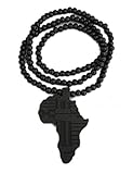 Hip Mall Wooden Punk Pendants Rosary Bead Afrika African Map Necklaces