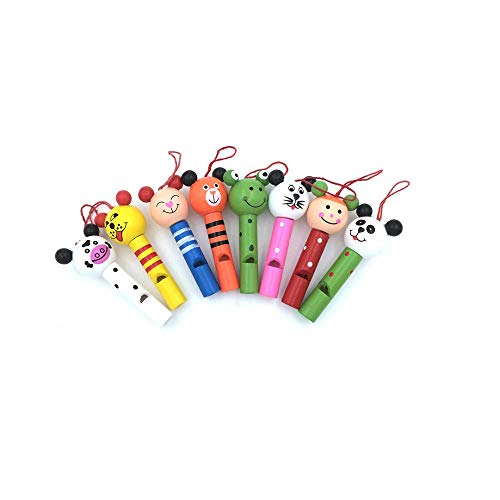 Auch 8Pcs Kids Children Cartoon Animal Wooden Whistle Musical Instrument Toy for Party Sports Kids Novelty School Parades Game Accessories Party Favors and Supplies Backpack Decoration - Thumbnail 2
