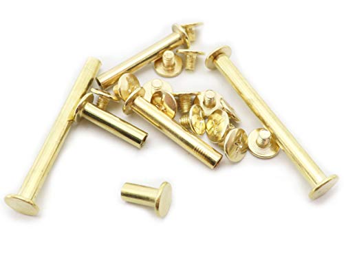 LBY 100pcs Phillips Chicago Screw Binding Screw Post M5 x 10/20/30/40/50mm Book Screws and Leather Saddles Purses Belt Repair Bookbinding Rivet Copper Plated Yellow 50-Sets
