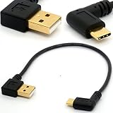 BSHTU Angled USB C Cable Extension Gold Plated 90 Degree Type C to USB 2.0 Left Angle Male Adapter Data Sync Charging USB-C Cord (90&deg; Type C-2.0 Left)