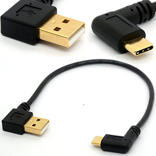 BSHTU Angled USB C Cable Extension Gold Plated 90 Degree Type C to USB 2.0 Left Angle Male Adapter Data Sync Charging USB-C Cord (90&deg; Type C-2.0 Left)