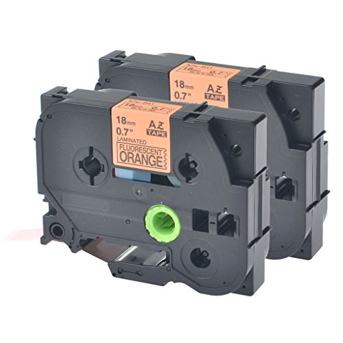 NineLeaf 2 Pack Compatible for Brother P-Touch Label Maker Tape TZe-B41 TZ-B41 Black on Fluorescent Orange TZe TZ Tape 18mm 0.7'' Laminated Label Tape for PT-D400 PT-D410 PT-D600 PT-D610BT PT-D460BT