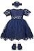 Lilax Baby Girl Newborn Lace Princess Wedding Party Dress Gown 4 Piece Deluxe Set 0-3 Months Navy