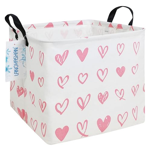 Square Storage Baskets Pink Heart
