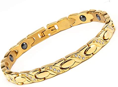 Hottime Germanium Bracelet, Wristband, Women’s Pure Titanium, Luxurious, Popular Size Adjustment Tool Included, golden