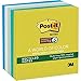 Post-it Super Sticky Recycled Notes, 3x3 in, 5 Pads, 2X The Sticking Power, Oasis Collection, 30% Recycled Paper (654-5SST)