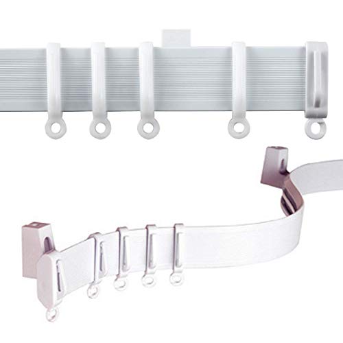 C2B Original 196" (500cm) Plastic Curtain Track - Strong, Bendable Curtain Track - Bay & Straight Windows, Wall & Ceiling Mounted, Curtains & Shower Curtains, Easily Cut Down, Parts for 3 Tracks.