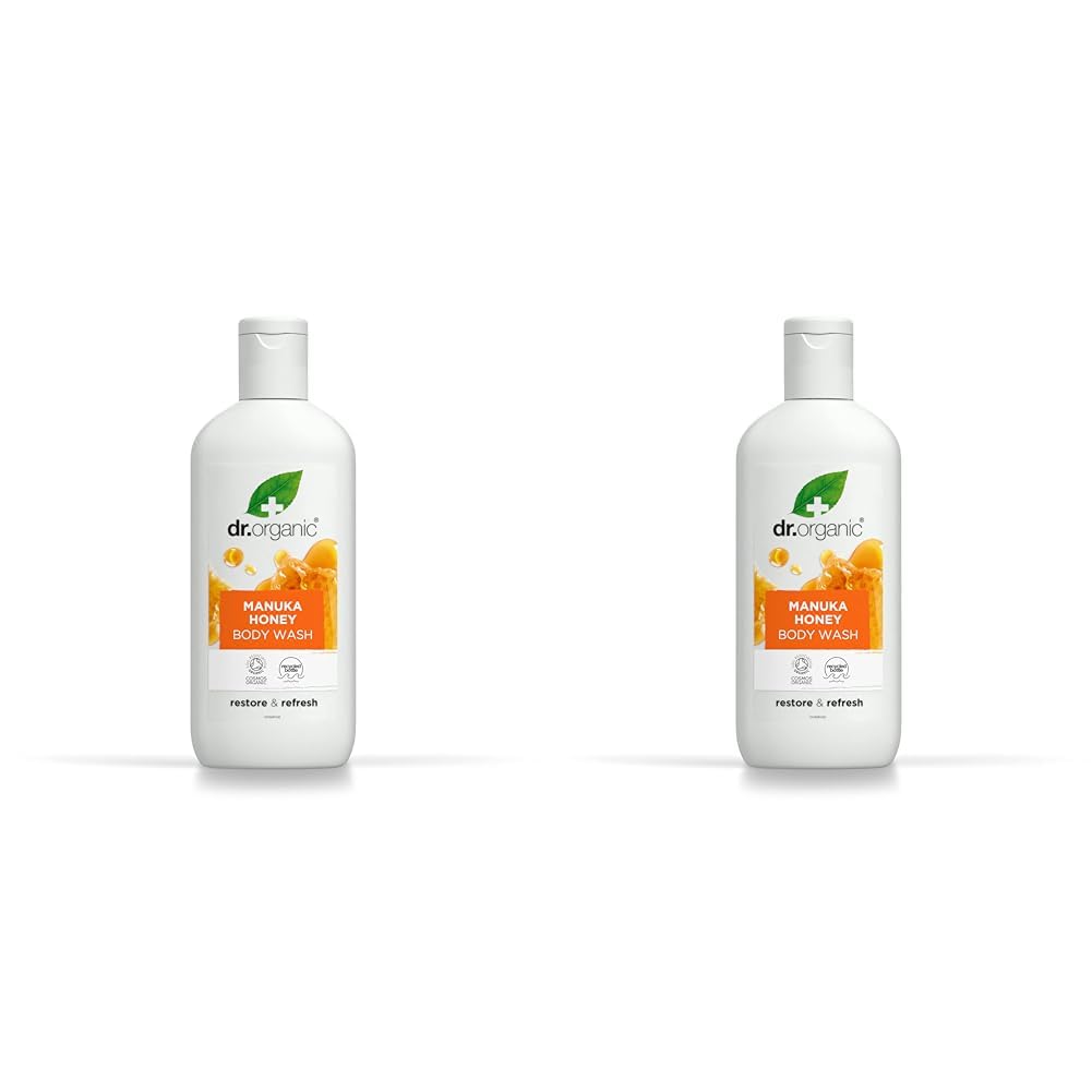 Dr Organic, Organic Manuka Body Wash, Natural, Vegetarian, Cruelty Free, Paraben & SLS Free, Eco Friendly Recyclable Packaging, For Women & Men, Palm Oil Free, 250ml (Pack of 2)