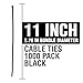 Cambridge ZipIts Nylon 6/6 UL Listed Cable Ties 11-in 75 Lb Tensile Strength Standard Duty Self Locking UV Resistant Black Zip Ties, 1,000 Pack, Contractor Quality and Strength