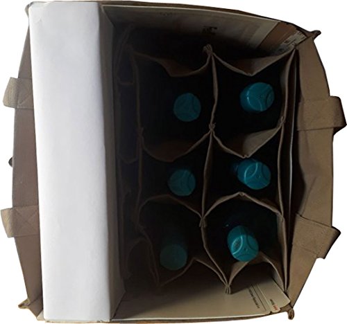 KVR natural Jute burlap wine beer carrier bottle bag with option to use as lunch bag (9 Bottle Bag, Grey- cotton fabrics)