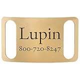 Brass Custom Slide-On Dog ID Tags - Fits 1 Inch Wide Collar - Engraving Guaranteed for Life