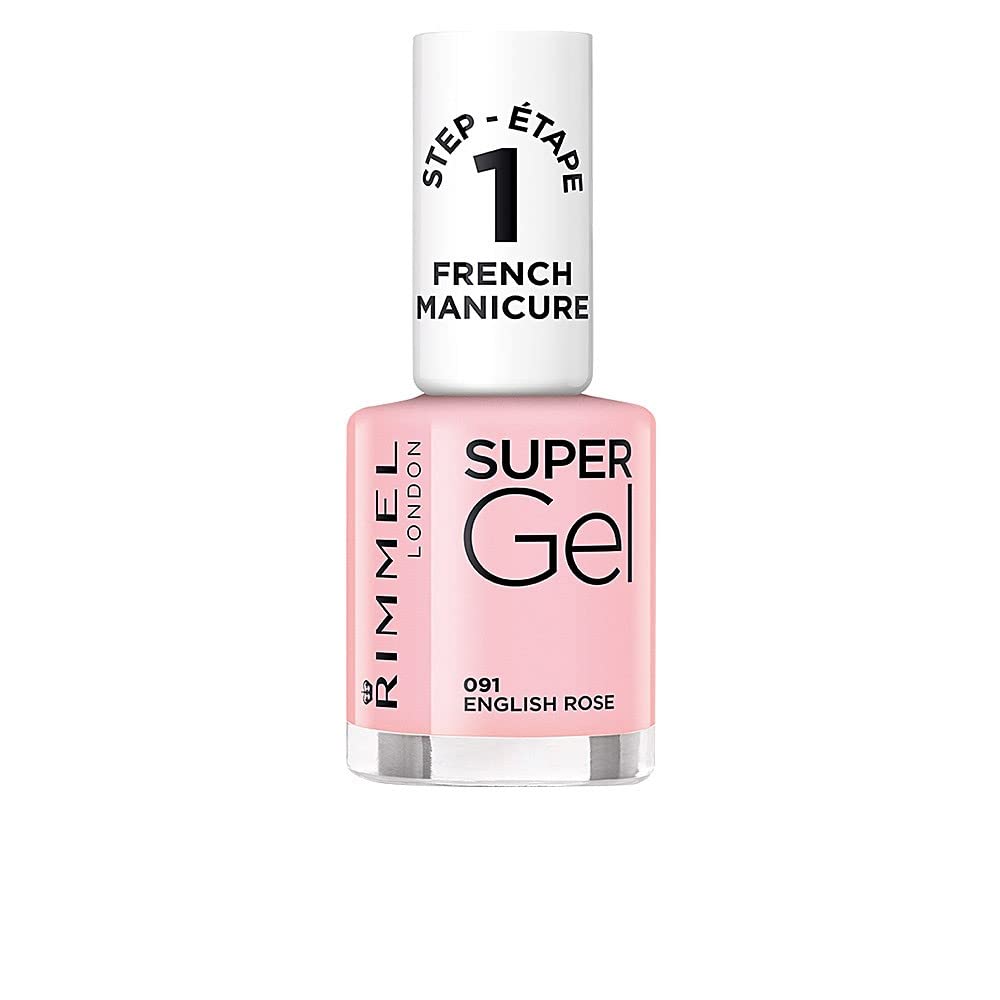 Rimmel Super Gel, 91 English Rose, Long-Lasting Nail Polish, Glazed Finish, Easy Application, Gel-like Manicure, Chip Resistant, Clean Formula, 12ml