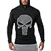 Chen Men's Skull Print Bodybuilding Long Sleeve Hoodies Casual Hooded Sweatshirts Tee Shirts Tops (US XL/Tag XXL, Black)