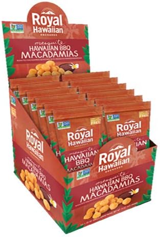 Royal Hawaiian Roasted Macadamia Nuts--Snack Pack (Hawaiian BBQ)-12 1-oz Packages-Low Carb, Keto Friendly Snack, and Great for Paleo Diet