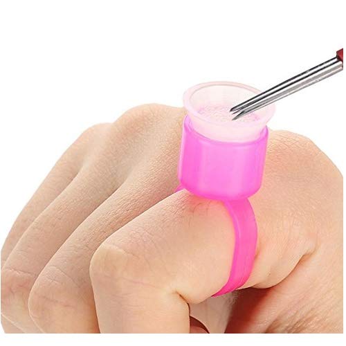 100Pcs Disposable Tattoo Ink Ring Cups With Sponge, Pigment Holder Permanent Makeup Tool, Tattoo Supply Ring Cups, Microblading Pigment Holder, Makeup Container Tattoo Accessory (Red)