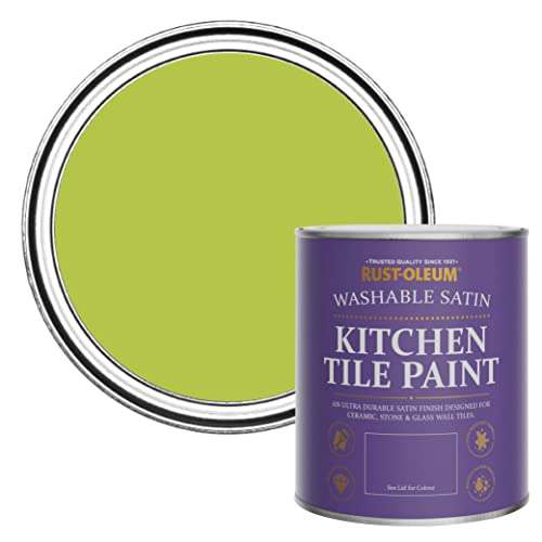 Rust-Oleum Pintura verde resistente al agua para azulejos de cocina en acabado satinado, color lima (750 ml)