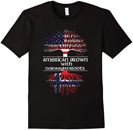 Men's American Grown with Norwegian Roots Proud T-shirt 3XL Black