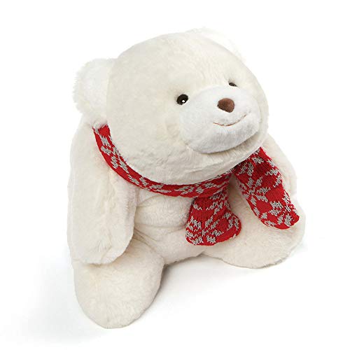 GUND Snuffles with Knit Scarf Christmas Stuffed Plush Teddy Bear, White, 10"