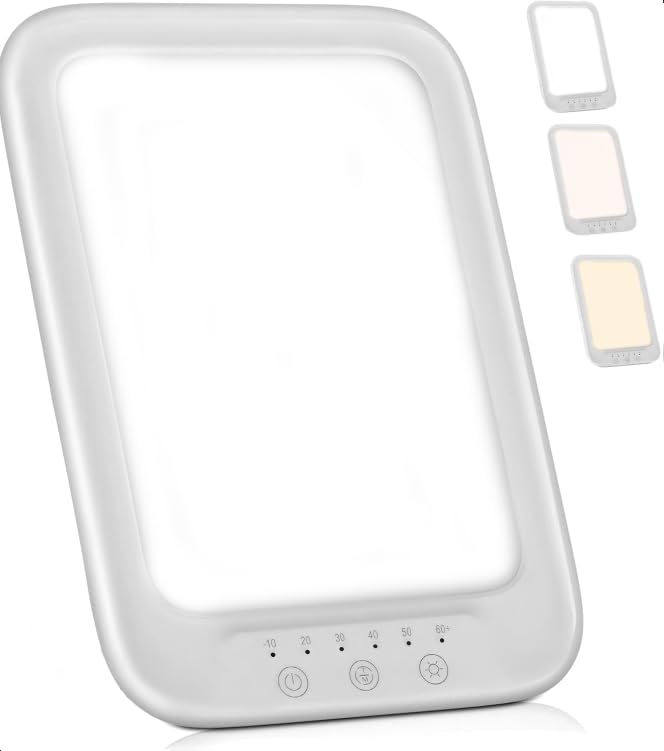 WY8 Large Daylight Lamp, LED Light Therapy Lamp, SAD Light, 20000 Lux, 3 Color Modes, 10 Adjustable Light Intensities, Timer, Touch Control Sunlight Lamp for Home