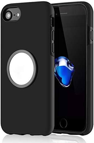 WHOBEE iPhone 8 Case, iPhone 7 Case with Kickstand, Grip Holder Stand Case Slim Dual Layer Hybrid Protective Bumper Cover with Clear Iron Mirror [Fit Magnetic Mount] for iPhone 6, 6s, 7, 8- Black
