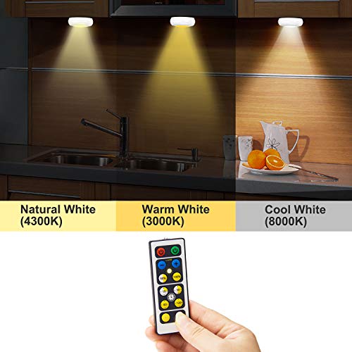 LUXSWAY Battery Powered Push Lights, Wireless Puck Lights, Dimmable