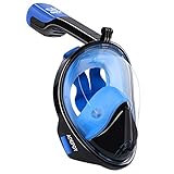 adepoy Full Face Snorkel Mask, Snorkeling Mask for Adults and Kids with Detachable Camera Mount,180 Degree Large View Dry Top Set Anti-Fog Anti-Leak