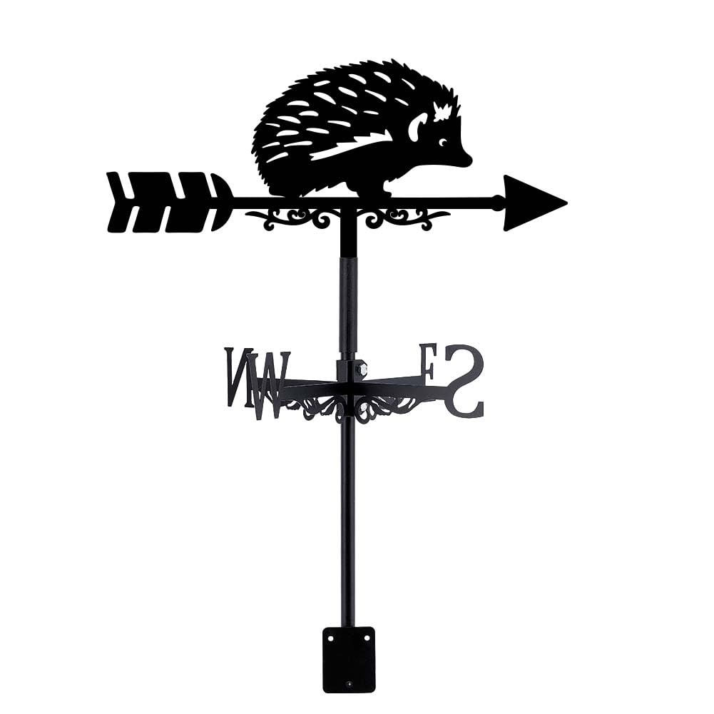 SUPERDANT Hedgehog Weather Vane Cute Hedgehog Weathervanes Black Metal Wind Vanes Animal Weather Vanes Weathervane Garden Ornament for Farmhouse Garden Outdoor Yard Roof Shed Decor