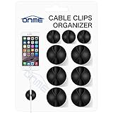 Cable Clips, ONME 6 Pack Cable Holder Multipurpose Cord Management for Home Non-Toxic Rubber Material Self-Adhesive Desk Cord Clips Durable Cord Organizer Black Cord Holder for Office (Black 6pcs)